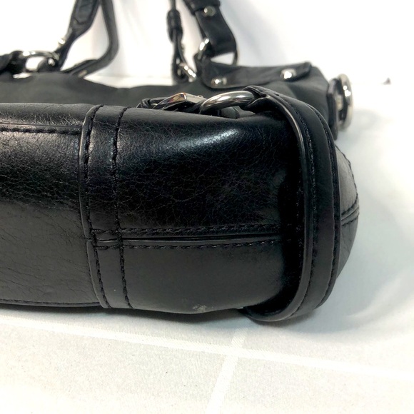 MICHAEL KORS Black Leather Buckle Accents Slim Crossbody Bag silver hardware - Picture 9 of 16